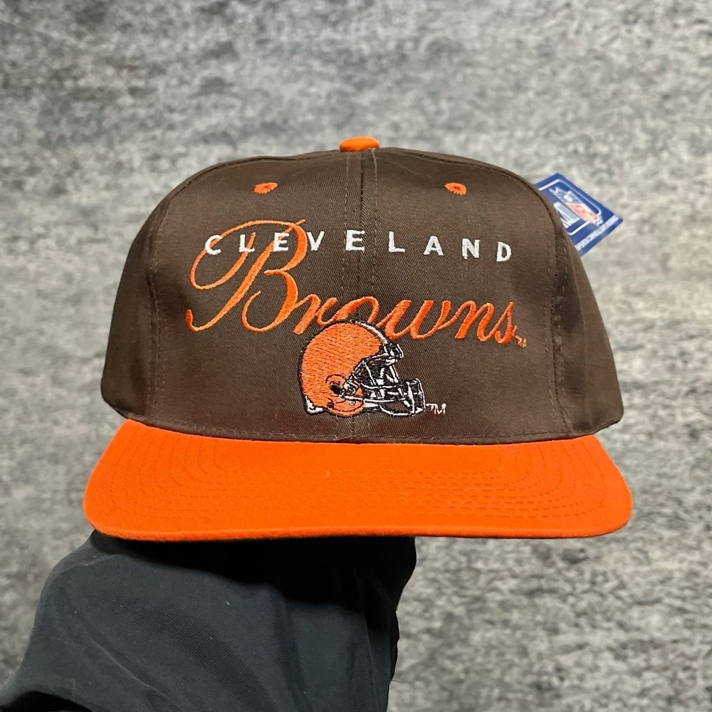 Vintage 90s Cleveland Browns Drew Pearson Snapback‎ Hat NFL Brown Orange NEW